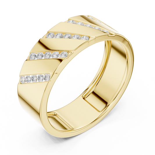 0.25 TCW Lumière Chevron Contemporary Band with Diagonal Lab Grown Diamond Inlays