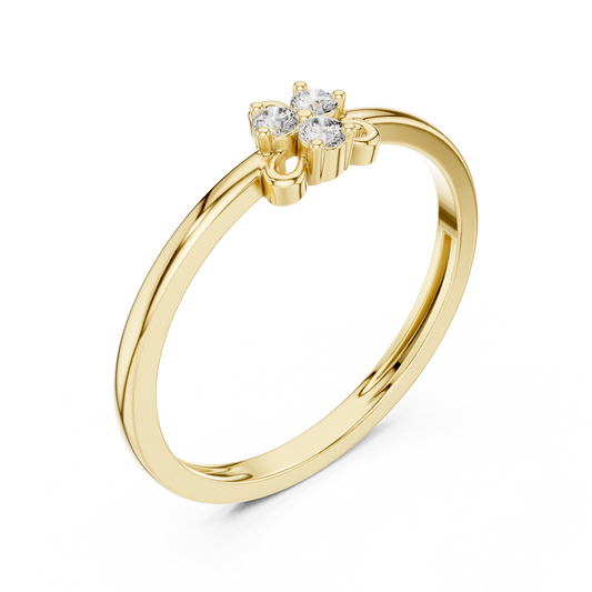 0.06 TCW Timeless Clover Ring with Brilliant Round Lab Grown Diamond Trio