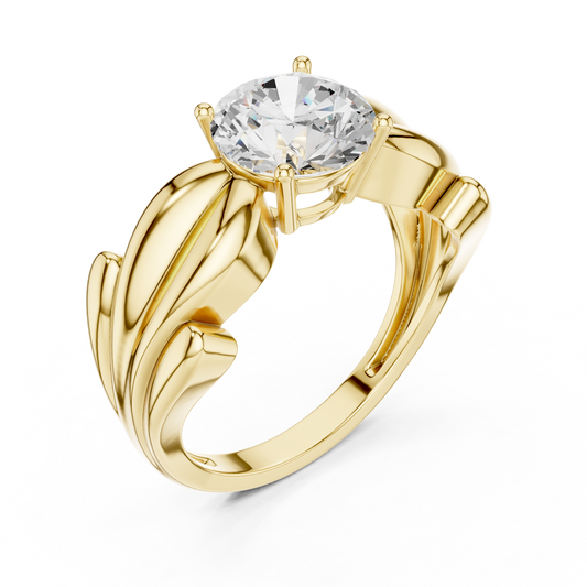 Round Solitaire Sculpted Split Shank Lab Diamond Ring