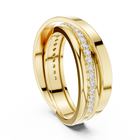 0.29 TCW Golden Embrace Intertwined Lab Grown Diamond Band with Modern Crossover Design