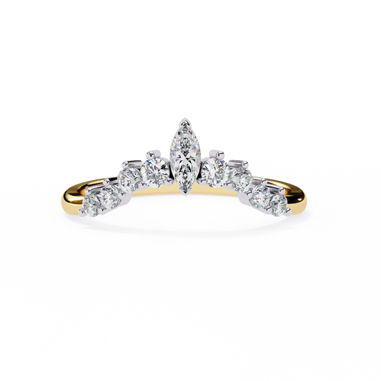 Marquise Cut Tiara Chevron Lab Grown Diamond Wedding Band
