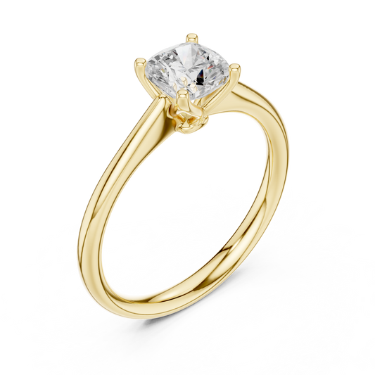 Cushion Cut Moissanite Diamond Solitaire Engagement Ring Four Prong