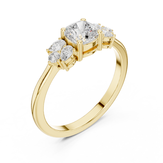 Cushion Lab Diamond Engagement Ring With Side stone Pear Accents