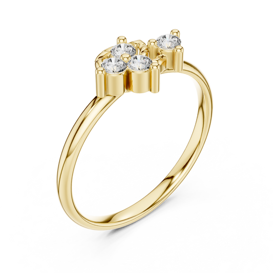 Round Brilliant Moissanite Diamond Floral Cluster Leaf Ring