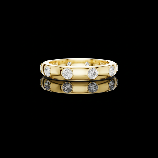 Round Lab Grown Diamond Flush Set Wedding Band Ring
