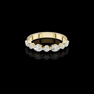 0.78 TCW Luna Crest Gold Marquise Cut Moissanite Diamond Wedding Band For Her