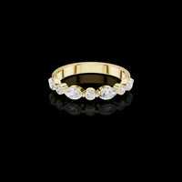 Marquise & Round Cut Moissanite Diamond Curved Wedding Band