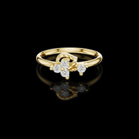Round Brilliant Lab Grown Diamond Floral Cluster Leaf Ring