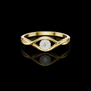 0.045 CT Elegant Ring with Twisted Band and Blooming Lab Grown Diamond Cluster Centerpiece