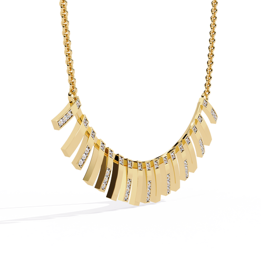 Geometric lab Grown Diamond Fringe Statement Necklace