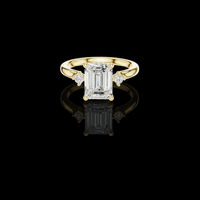Emerald Cut Three Stone Moissanite Diamond Ring in Gold