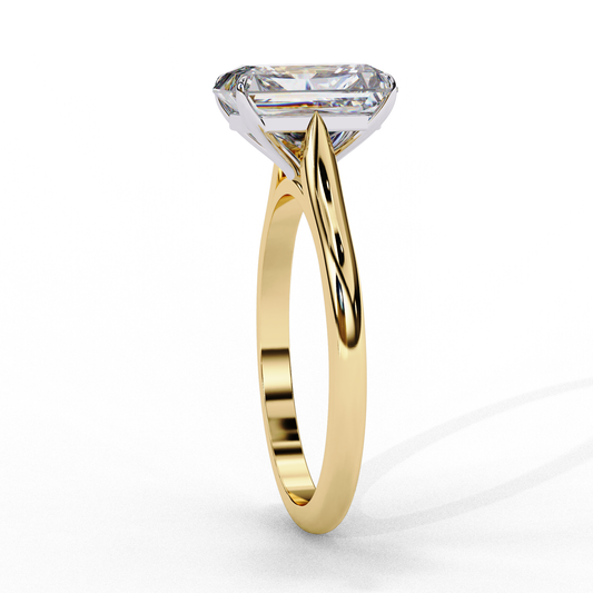 Classic Emerald Cut Moissanite Diamond Solitaire Ring With Four Prong
