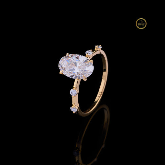 Oval Cut Lab Diamond Engagement Ring With Wedding Band