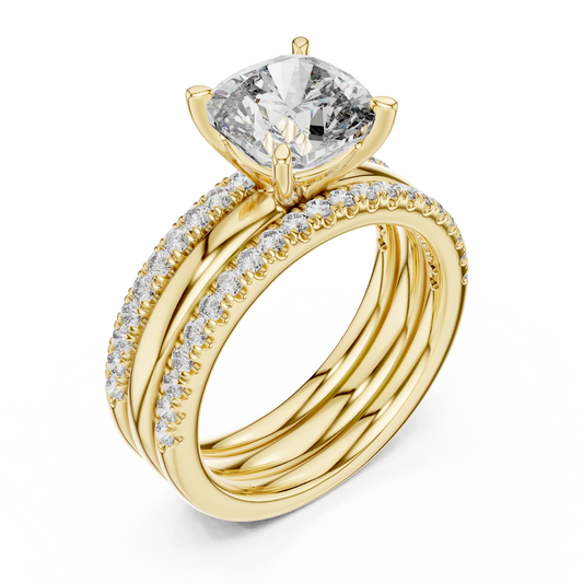 Round Cut Moissanite Diamond Filigree Solitaire Engagement Ring