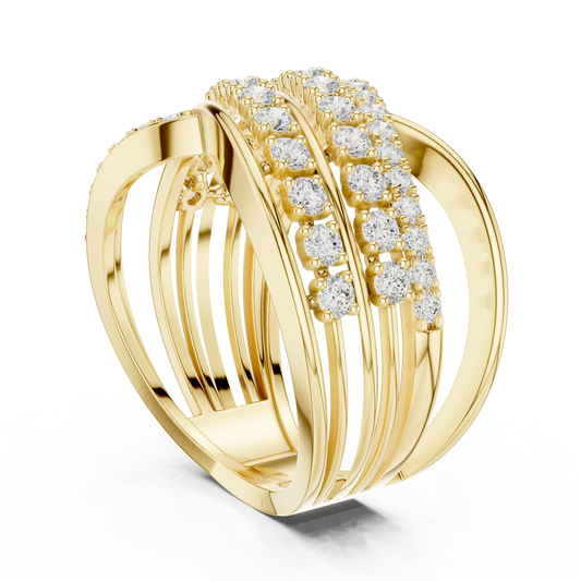 0.81 TCW Eternal Radiance Multi Layered Round Cut Moissanite Diamond Infinity Ring
