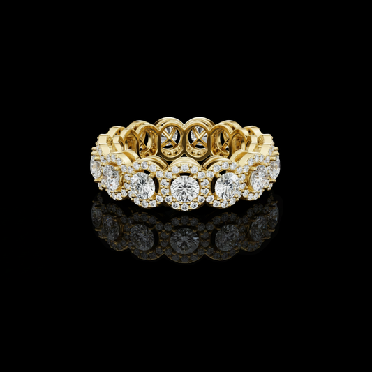 Round Lab Grown Diamond Halo Eternity Band For Women