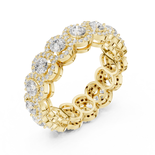 Round Lab Grown Diamond Halo Eternity Band For Women