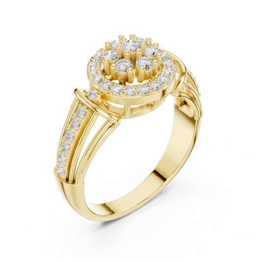 0.50 TCW Stunning Featuring a Brilliant Double Halo Moissanite Diamond Cluster With a Multi Band