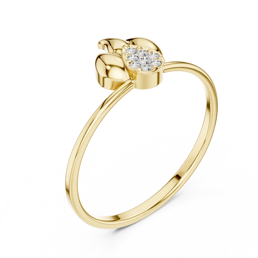 Flame Inspired Ring With Round Moissanite Diamond Cluster Accent