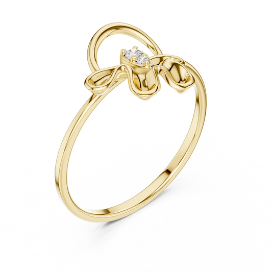 Pear Abstract Floral Moissanite Ring with Sculpted Petals