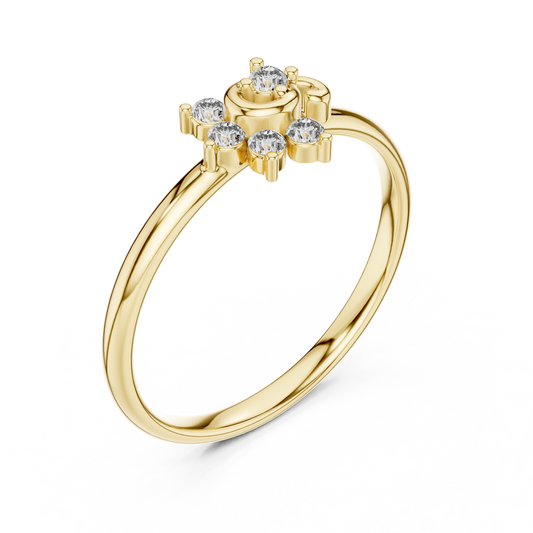 Round Cut Lab Diamond Floral Swirl Cluster Ring