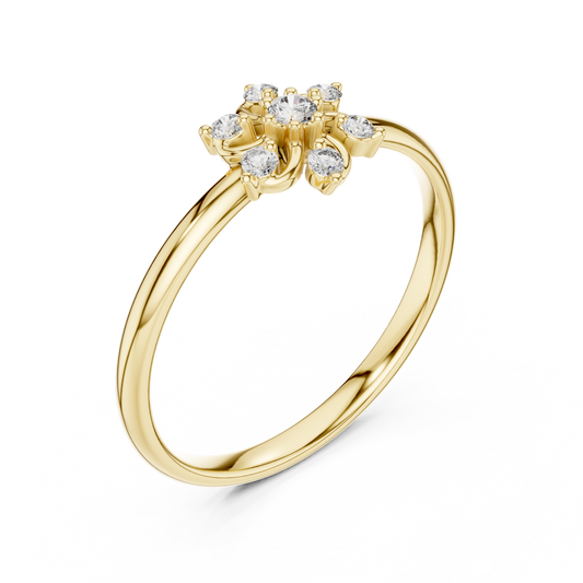 Floral Swirl Round Cut Moissanite Diamond Cluster Engagement Ring
