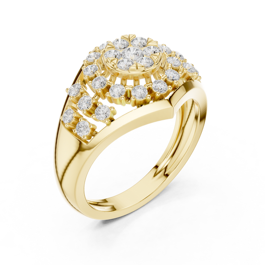 Round Cut Lab Diamond Cluster Halo Detailing