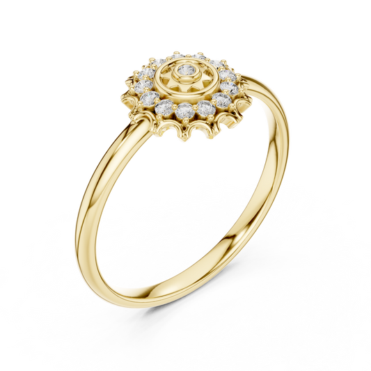 Sunburst Round Cut Lab Diamond Anniversary Ring