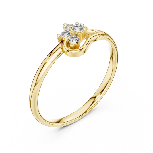 Swirl Cluster Round Cut Lab Diamond Engagement Ring