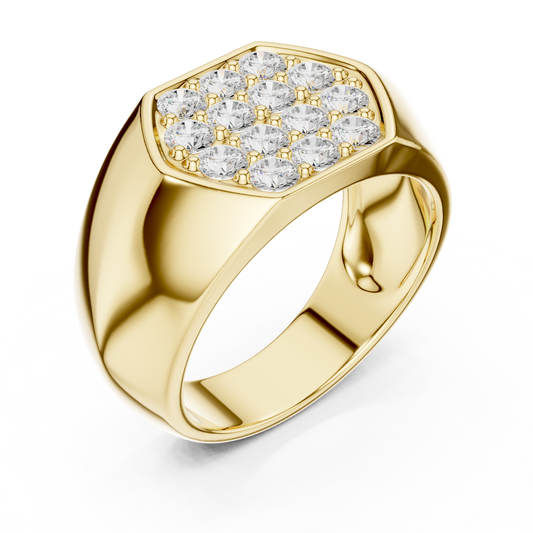 0.91 TCW Imperial Radiance Lab Grown Diamond Cluster Ring with Hexagonal Statement Design