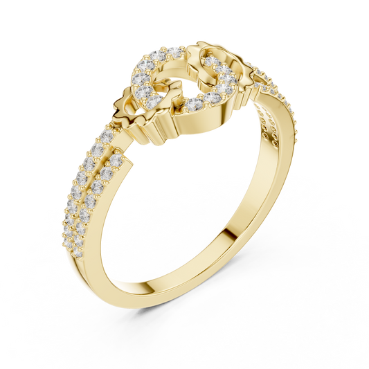 0.25 TCW Eternal Harmony Lab Grown Diamond Ring with Interlinked Motifs in Radiant Luxury