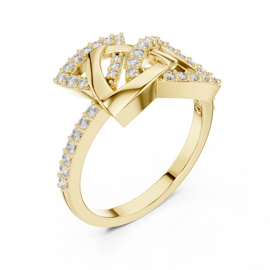 0.36 TCW Interlock Geometric Ring with Pavé Moissanite Diamonds A Bold Expression of Structure