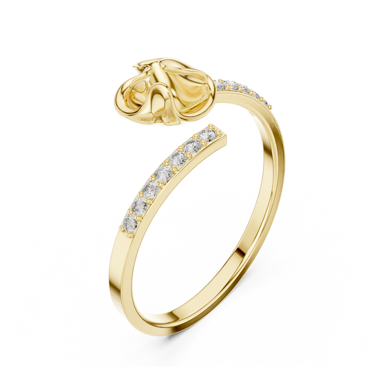 Open Heart Lab Diamond Bypass Ring with Pave Band