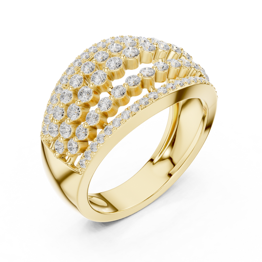 Multi Row Round Lab Diamond Wide Band Ring