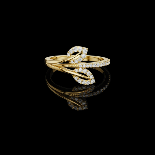 0.23 TCW PetalCurve Contemporary Leaf Inspired Ring with Fluid Moissanite Diamond Design