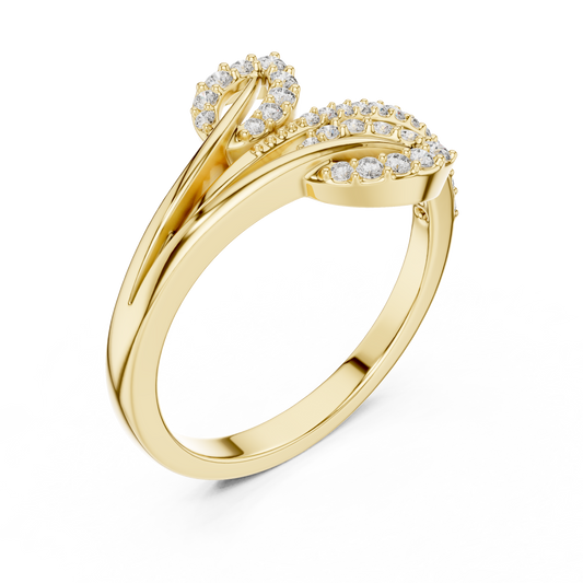 0.23 TCW PetalCurve Contemporary Leaf Inspired Ring with Fluid Moissanite Diamond Design