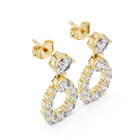 Open Teardrop Round Brilliant Cut Moissanite Diamond Drop Earrings Pear Shaped Halo