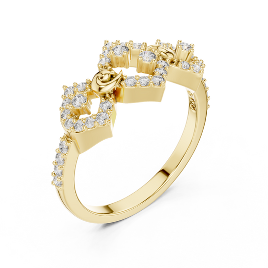 0.36 TCW Eternal Crown Round Lab Grown Diamond Ring with Intricate Lattice Artistry