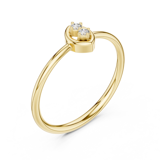 0.03 TCW Marquise Whisper Minimal Ring with Dual Round Lab Grown Diamond Accent
