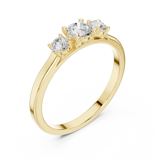 Three Round Moissanite Diamond Minimalist Band