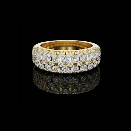 Triple Row Round Cut Lab Grown Diamond Wedding Band Ring
