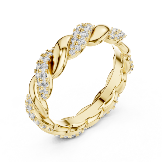 Round Cut Twisted Vine Pave Lab Grown Diamond Eternity Band Ring