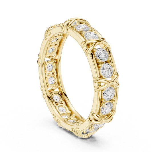 Round Cut Lab Grown Diamond Men's Cross Station Shared Prong Ring