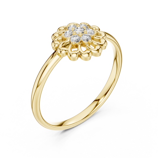 Floral Openwork Round Cut Moissanite Diamond Cluster Anniversary Ring