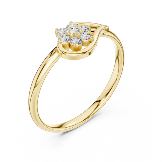 Floral Round Moissanite Diamond Delicate Wear Ring For Women