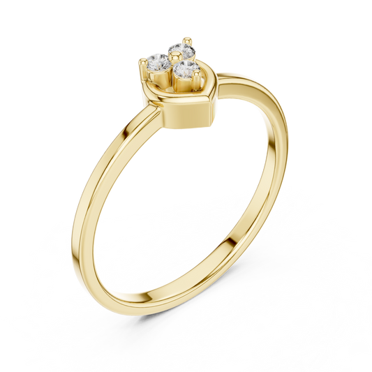 0.06 TCW Heart Ring with Radiant Triple Round Moissanite Diamond Accent