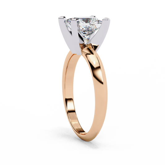 Classic Princess Cut Lab Diamond Engagement Ring With Unique Prong