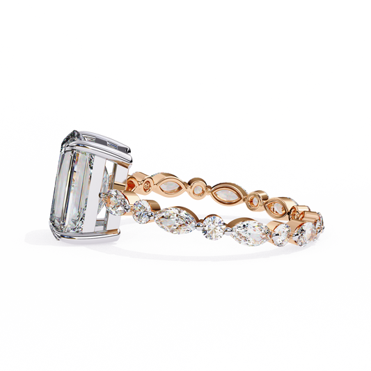 Radiant Cut Lab Diamond Engagement Ring With Marquise Diamond