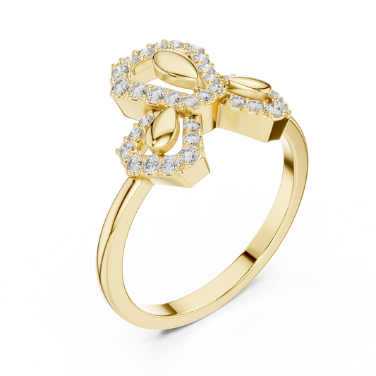 0.29 TCW Regal Trinity Ring with Pavé Moissanite Diamond Halo Statement of Balance & Elegance