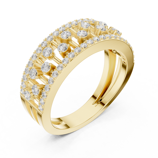 Round Cut Double Row Pave Lab Grown Diamond Anniversary Band Ring